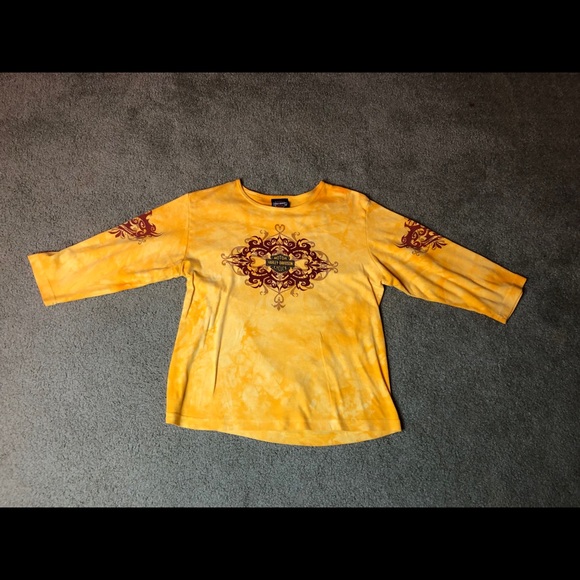 Harley-Davidson Yellow Tye-Dye 3/4 Sleeve - Picture 4 of 6